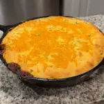 cornbread chili pie in an 11-inch skillet